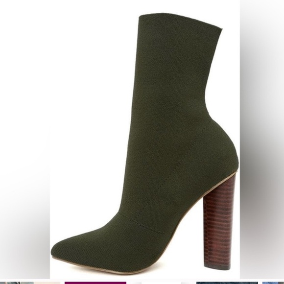 Steve Madden Capitol Olive Knit Mid-Calf High Heel Boots - Picture 5 of 8